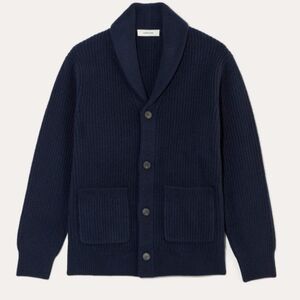 NWT Everlane The Felted Merino Shawl Collar Cardigan Dark Blue Size XL